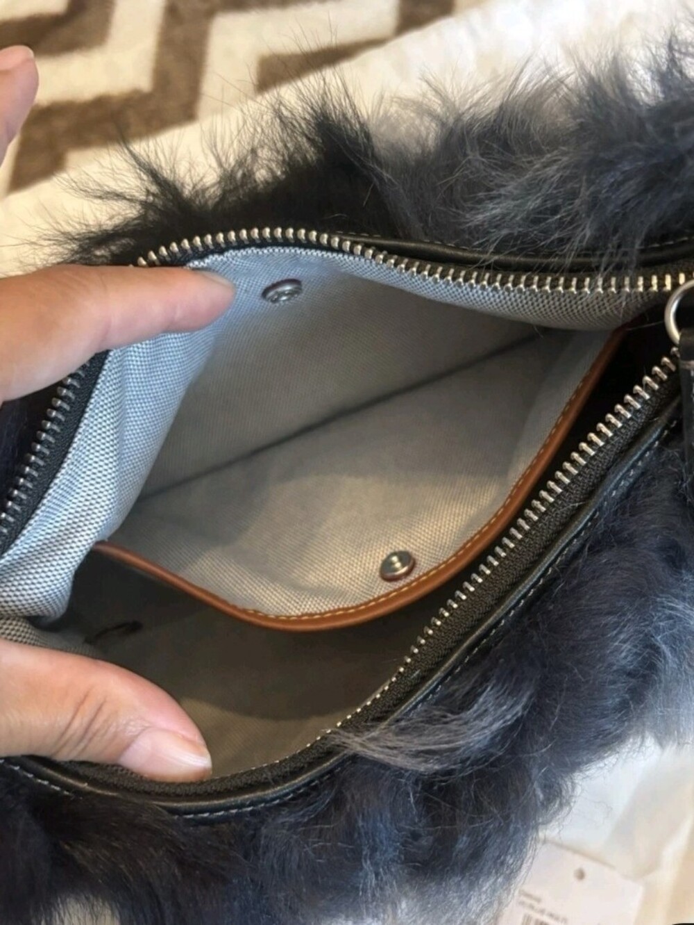 Coach Juliete 25 Shearling Shoulder Bag with Chain Strap & Silver Cherries - Picture 4 of 6